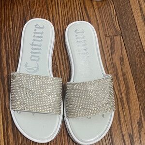 Juicy Couture Silver Rhinestone Slide Sandals